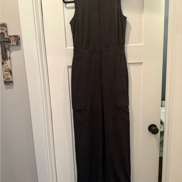 Athleta Black Brooklyn Zip-Up Stretch Performance Jumpsuit Size r - Picture 10 of 10